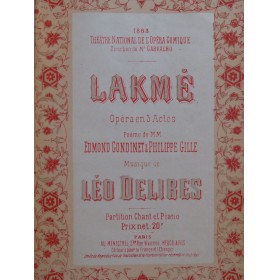 DELIBES Léo Lakmé Opéra Piano Chant 1918