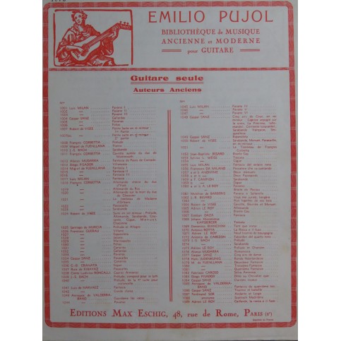 BACH J. S. Prélude 1ère Suite pour violoncelle Emilio Pujol Guitare 1962