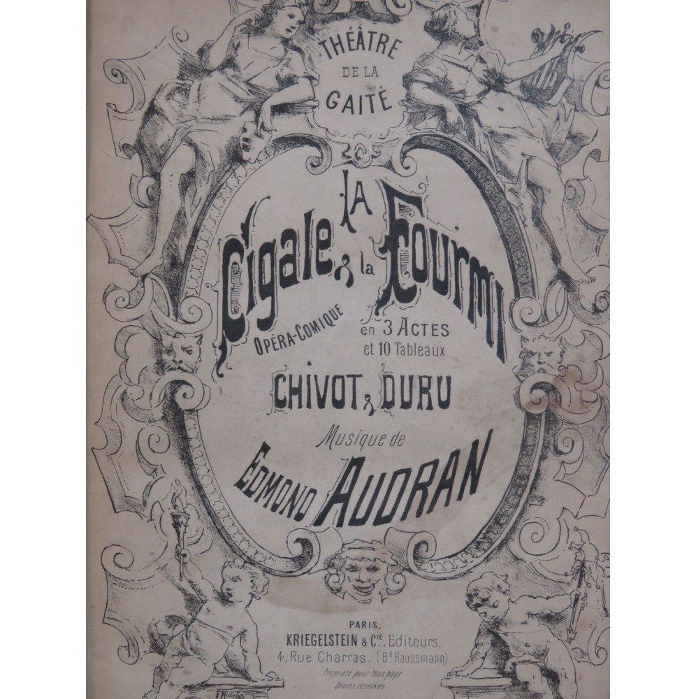 AUDRAN Edmond La Cigale et la Fourmi Opéra Chant Piano 1887