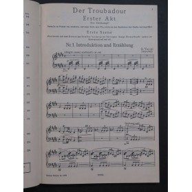 VERDI Giuseppe Der Troubadour Allemand Italien Opéra Chant Piano