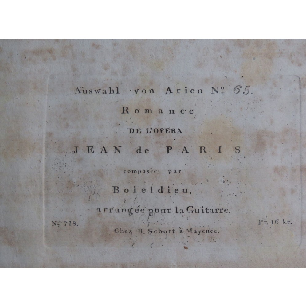 BOIELDIEU Adrien Jean de Paris Romance Chant Guitare ca1812