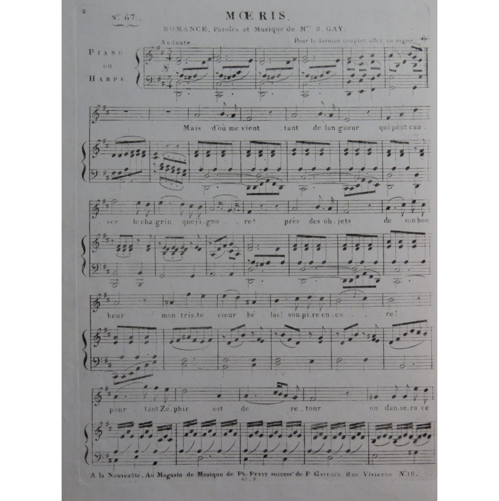 GAY Sophie MOERIS Chant Piano ou Harpe ca1830
