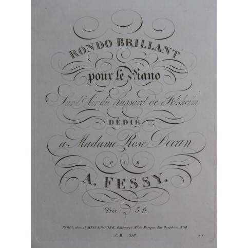 FESSY Alexandre Rondo Brillant Hussard Felsheim op 6 Piano ca1830