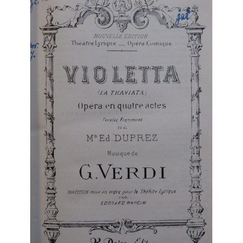 VERDI Giuseppe Violetta La Traviata Opéra Chant Piano 1946