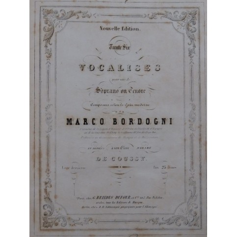 BORDOGNI Marco 36 et 12 Vocalises Chant Piano ca1855