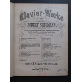 SCHUMANN Robert Klavier Werke Pièces pour Piano