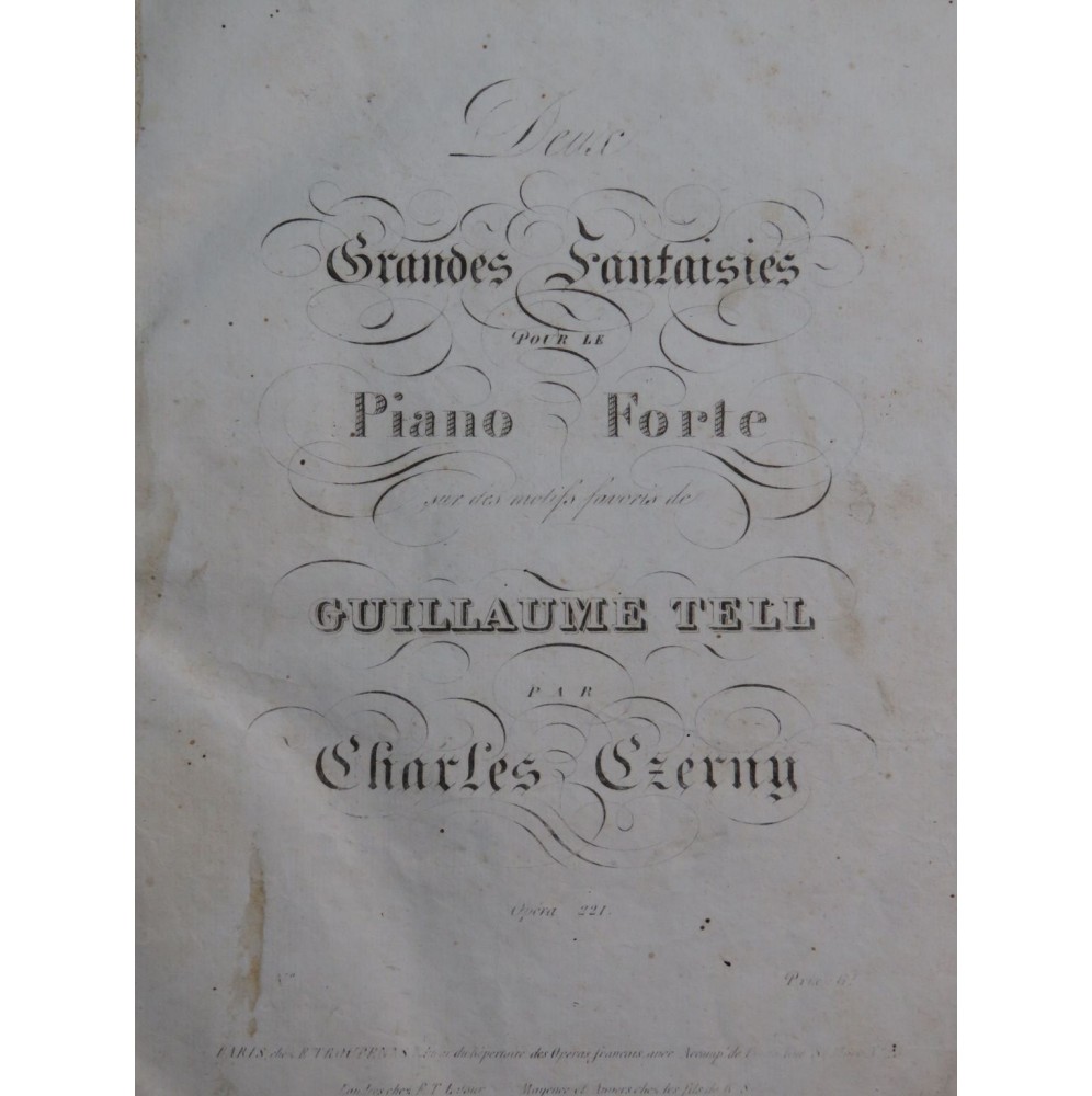 CZERNY Charles Deux Grandes Fantaisies op 221 Piano ca1830
