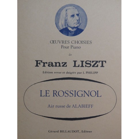 LISZT Franz Le Rossignol Piano
