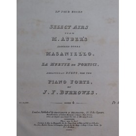 BURROWES J. F. Select Airs from M. Auber's Book No 4 Piano 4 mains ca1830
