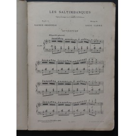 GANNE Louis Les Saltimbanques Dédicace Opéra Chant Piano 1900