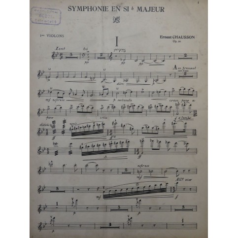 CHAUSSON Ernest Symphonie en Si b Majeur Orchestre