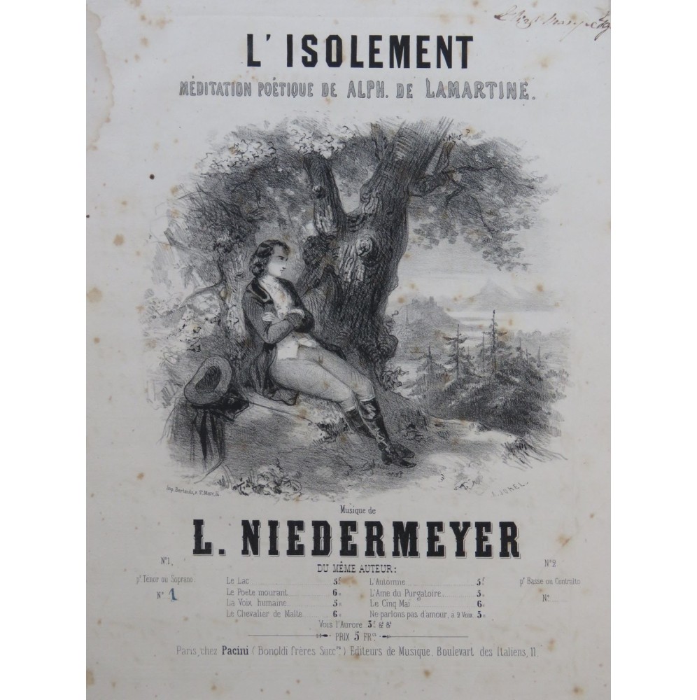 NIEDERMEYER Louis L'Isolement Chant Piano ca1840
