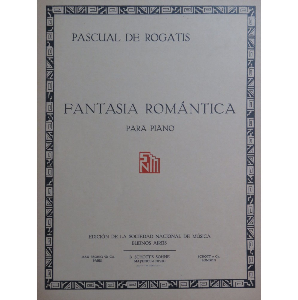 DE ROGATIS Pascual Fantasia Romantica Piano