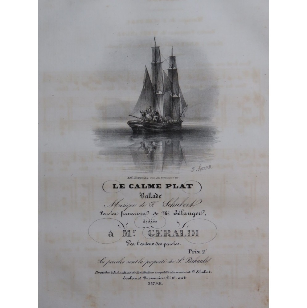SCHUBERT Franz Le Calme Plat Chant Piano ca1835