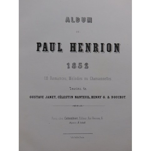 HENRION Paul Album 12 Romances Piano Chant 1852