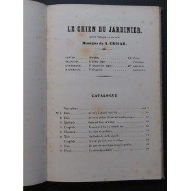 GRISAR Albert Le Chien du Jardinier Opéra Piano et Chant ca1855