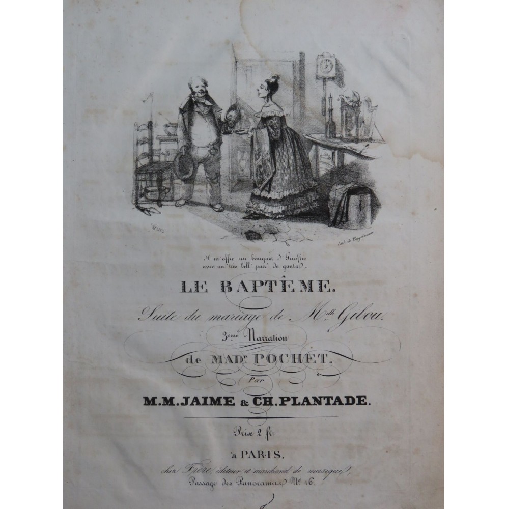JAIME M. M. PLANTADE Ch. Le Baptême Chant Piano ca1830