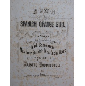 DRESSLER W. Song of the Spanish Orange Girl Chant Piano 1890