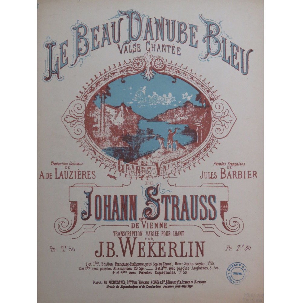STRAUSS Johann Le Beau Danube Bleu Valse Chantée Piano Chant 1946