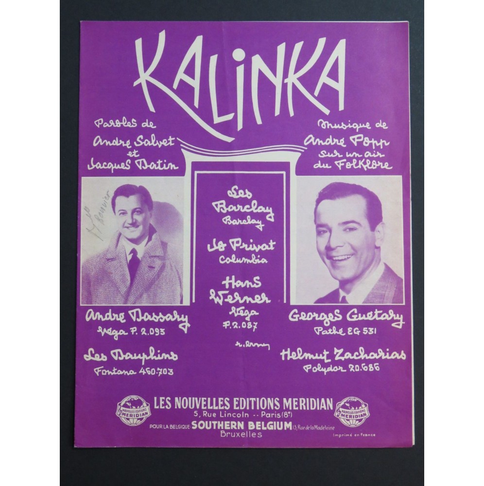 Kalinka Georges Guetary Chant Piano 1961