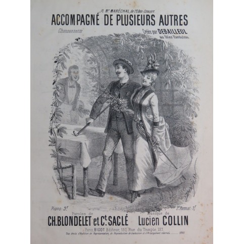 COLLIN Lucien Accompagné de plusieurs autres Chant Piano ca1880