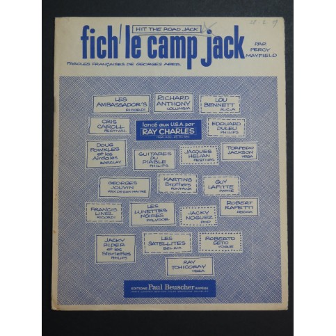 MAYFIELD Percy Fich' le Camp Jack Hit the Road Jack Chant Piano 1961