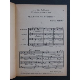 DELAGE Maurice Quatuor en Ré mineur Violon Alto Violoncelle 1951
