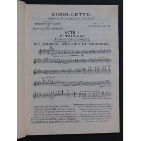 HAHN Reynaldo Ciboulette Opérette Chant 1923