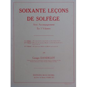 DANDELOT Georges Soixante Leçons de Solfège 1er Volume Chant Piano