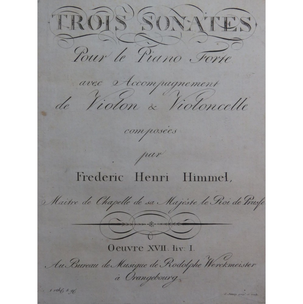 HIMMEL Friedrich Heinrich Sonate op 17 No 1 Piano ca1815