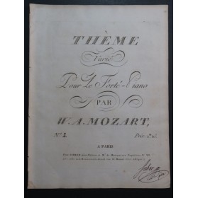 MOZART W. A. Thème Varié Mariages Samnites K 352 Piano ca1791