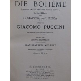 PUCCINI Giacomo Die Bohème Opéra Chant Piano