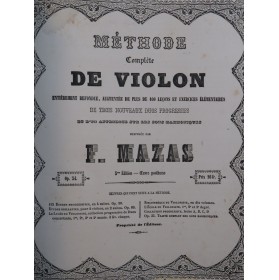 MAZAS F. Méthode Complète op 34 Violon ca1850