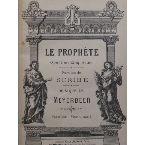 MEYERBEER G. Le Prophète Opéra Piano solo ca1890