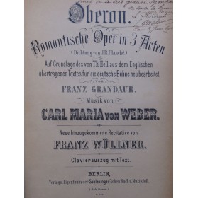 WEBER Oberon Opera Chant Piano ca1900