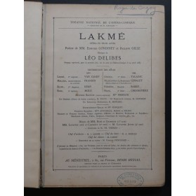 DELIBES Léo Lakmé Opéra Chant Piano ca1890