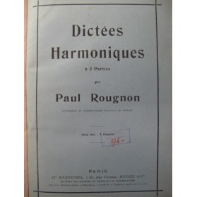 ROUGNON Paul Dictées Harmoniques 1926