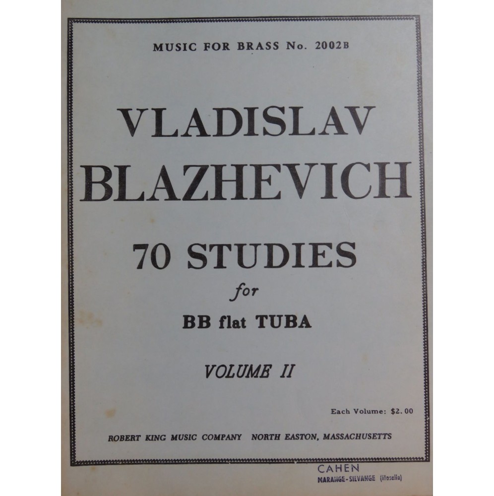 BLAZHEVICH Vladislav Studies Volume 2 BB flat Tuba 1968