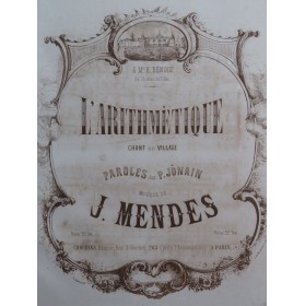 MENDES J. L'Arithmétique Chant Piano ca1850