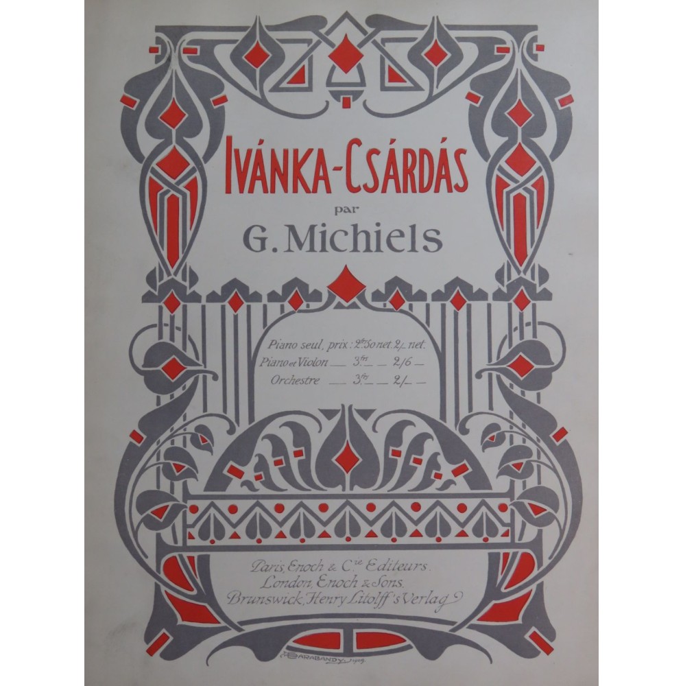 MICHIELS Gustave Ivanka Csardas Piano Violon 1909