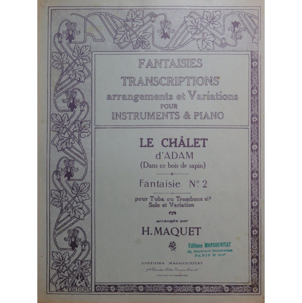 MAQUET H. Grand Air du Chalet d'Adam Piano Tuba ou Trombone