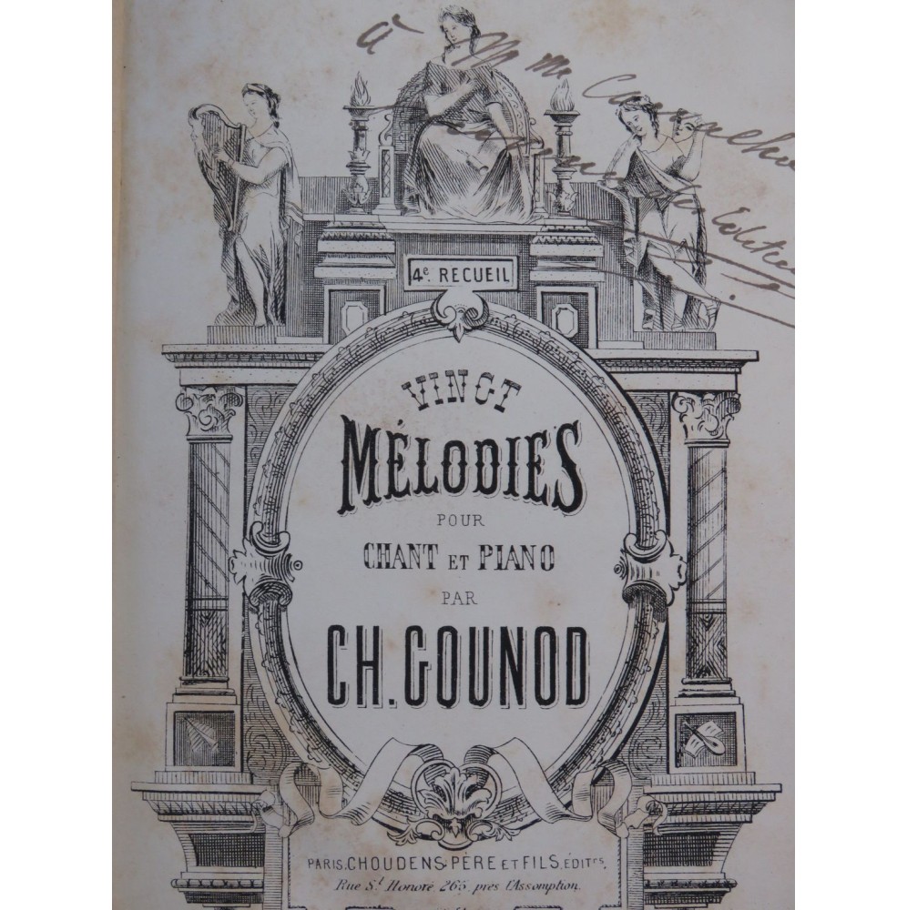 GOUNOD Charles Vingt Mélodies No 4 Dédicace Chant Piano ca1878