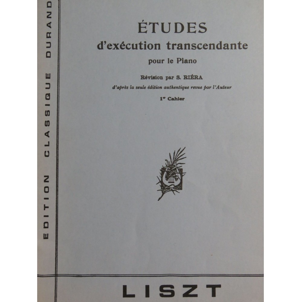 LISZT Franz Etudes d'exécution transcendante 1er Cahier Piano