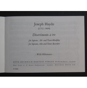 HAYDN Joseph Divertimento a tre 3 Recorders Flûtes à bec 1968