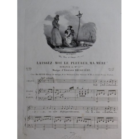 BRUGUIÈRE Édouard Laissez-moi le pleurer ma Mère Chant Piano ca1830