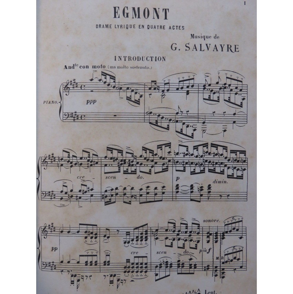 SALVAYRE Gaston Egmont Opéra Chant Piano ca1886