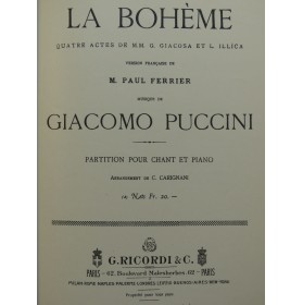 PUCCINI Giacomo La Bohème Opéra Piano Chant 1898