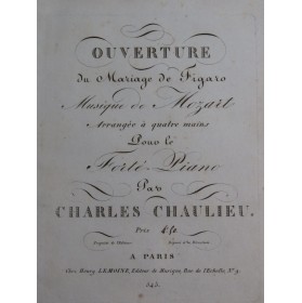 MOZART W. A. Le Mariage de Figaro Ouverture Piano 4 mains ca1825