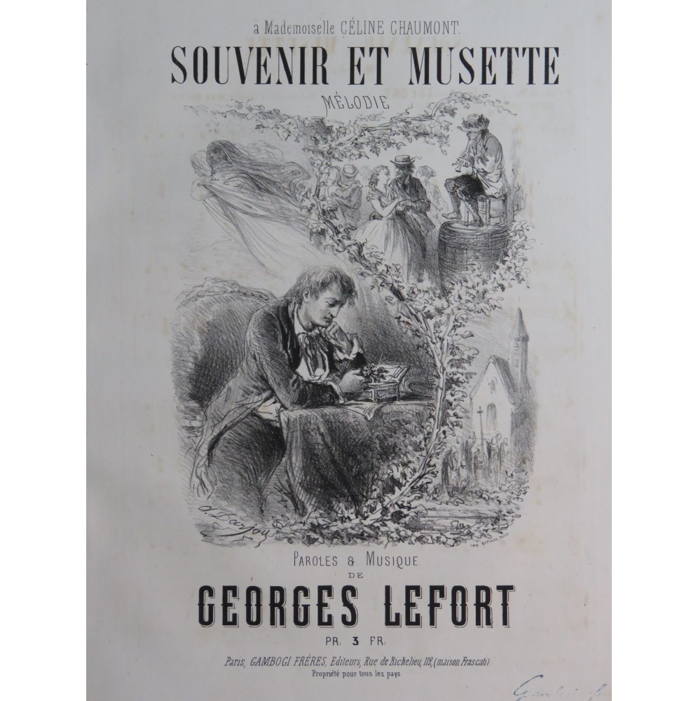 LEFORT Georges Souvenir et Musette Chant Piano ca1865