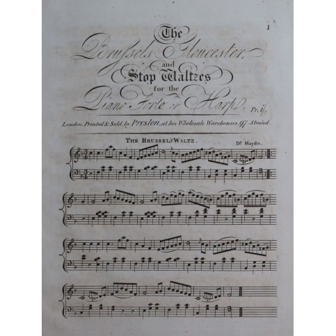 HAYDN The Brussel Waltz Piano ou Harpe ca1820